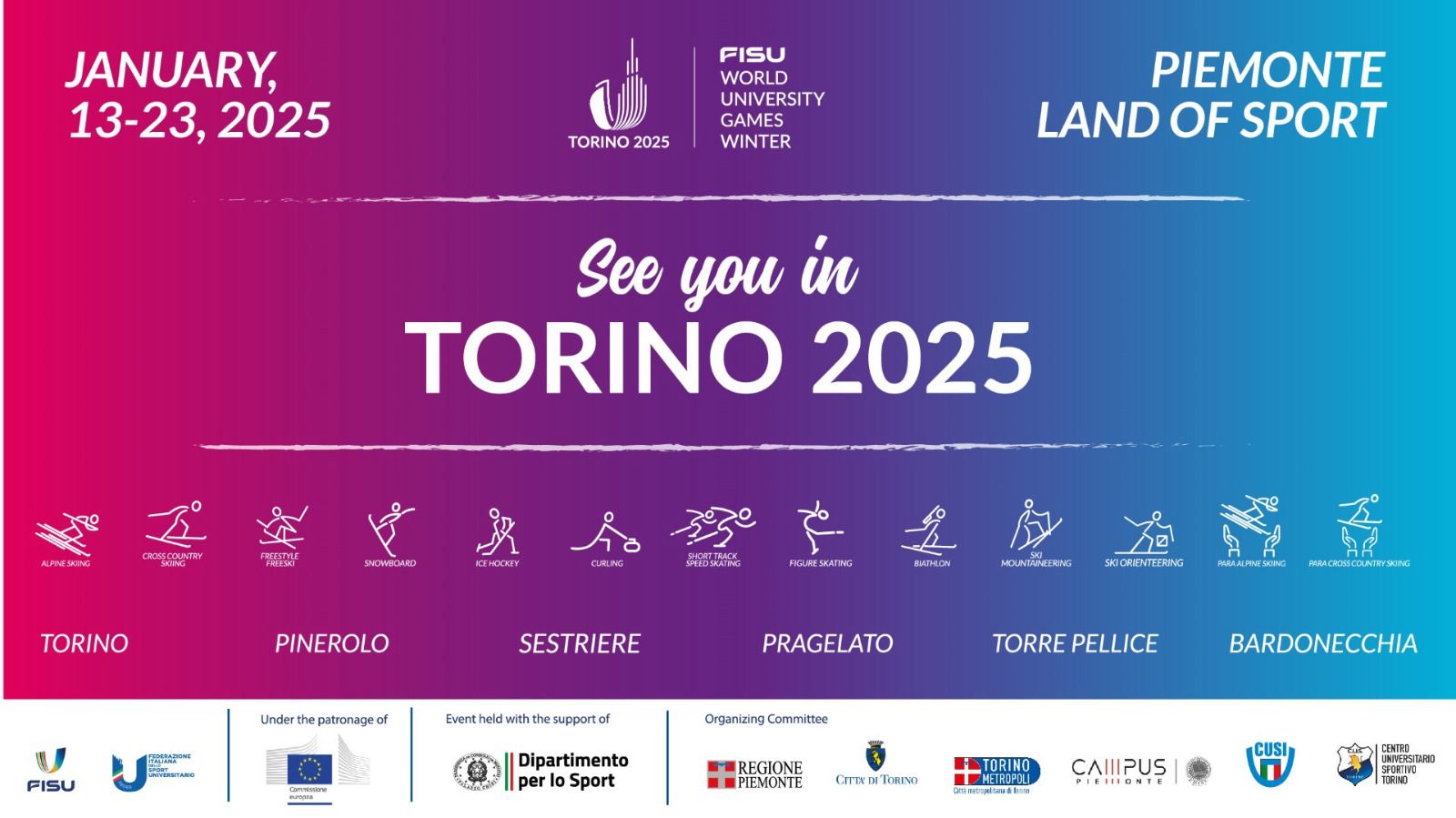 XXXII Giochi Mondiali Universitari invernali di Torino 2025, un anno