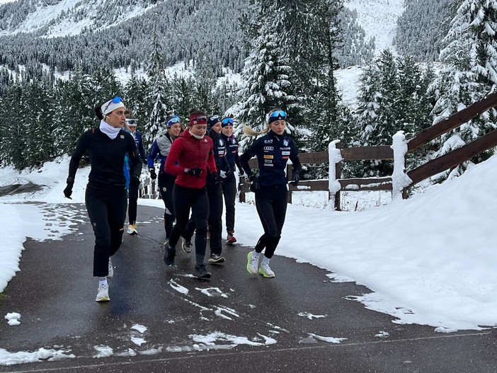 Biathlon - Termina il raduno dell'Italia femminile in Val di Fiemme; la neve ha sorpreso le azzurre