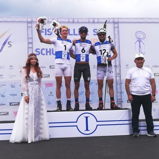 Il podio maschile senior: Emanuele Becchis 1°, Artyom Kovalyov 2°, Matteo Tanel 3°