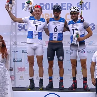 Emanuele Becchis sul podio con Kovalyov e Tanel